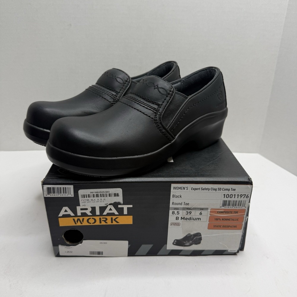 Ariat Expert Safety Clog Womens 8.5 B Black Composite Toe SD Work Shoes 10011976